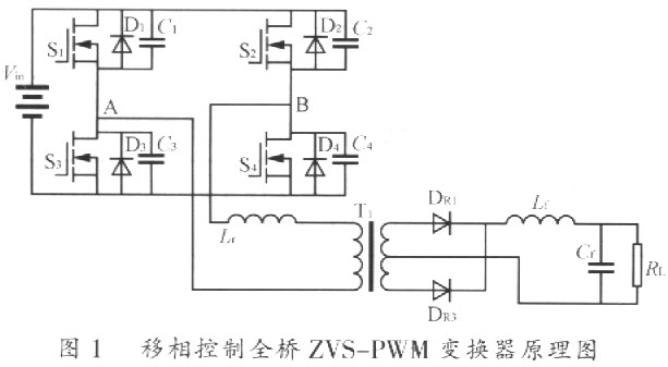移相控制全桥ZVS-PWM变换器原理图