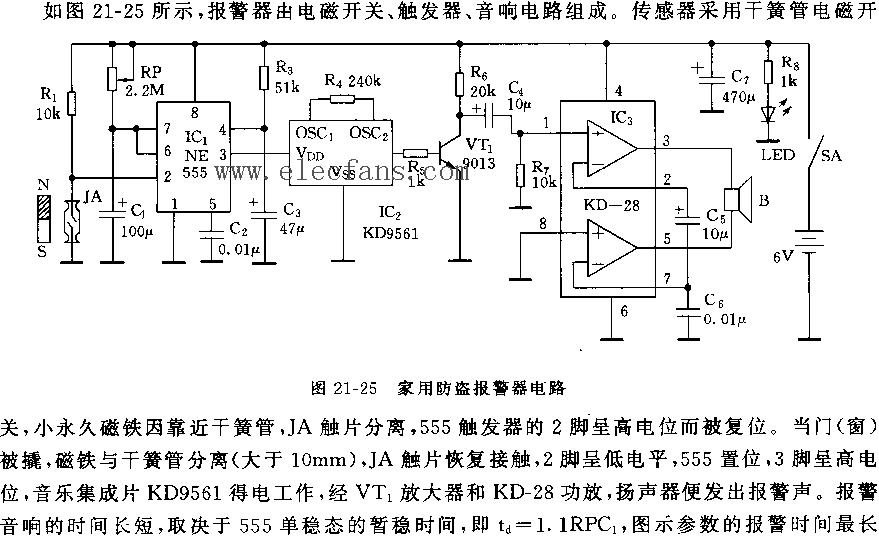 家用防盜報警器電路圖