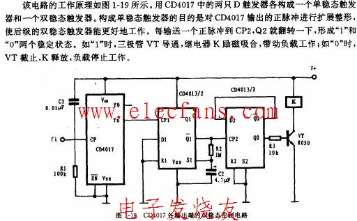 CD4017各输出端的双稳态控制电路