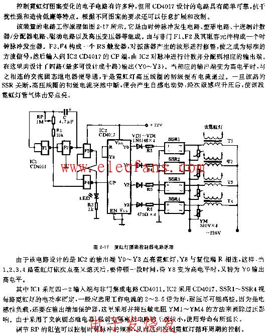 霓虹灯图案控制器电路原理图