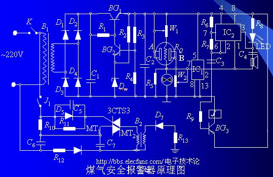 家用煤气安全报警器原理图