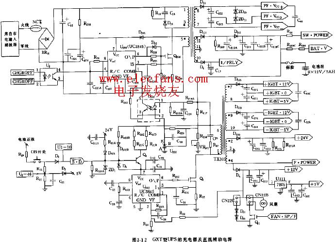 GXT型UPS的充電器及直流輔助電源電路