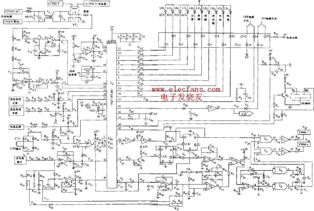 GXT型UPS的逆路变压器和显示屏控制电路