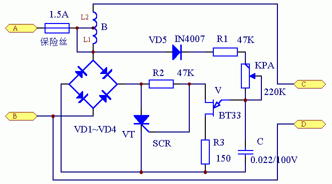 全<b class='flag-5'>自動(dòng)</b>無(wú)觸點(diǎn)<b class='flag-5'>交流</b><b class='flag-5'>穩(wěn)壓器</b><b class='flag-5'>電路</b>