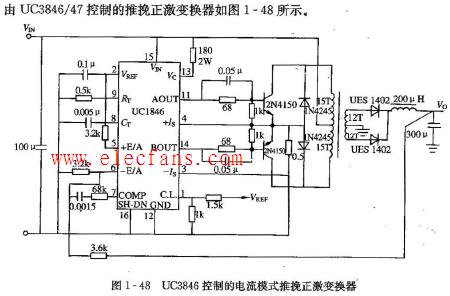 UC3846/UC3847控制的电流模式推挽正激变换器电路