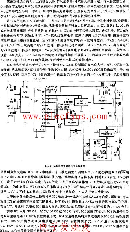 動(dòng)物<b class='flag-5'>叫聲</b>競(jìng)猜游戲機(jī)<b class='flag-5'>電路</b>原理圖