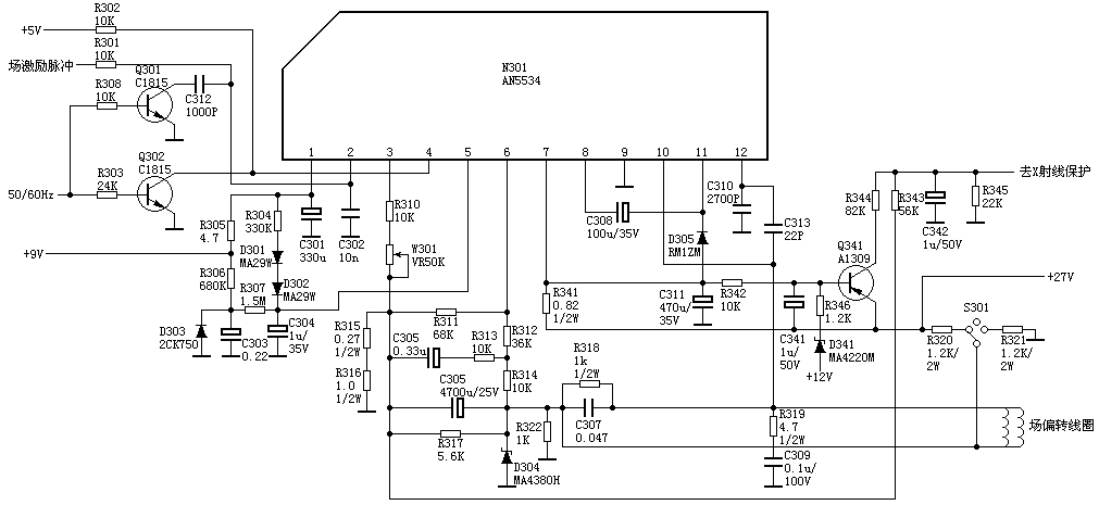 AN5534场扫描输出芯片应用电路图