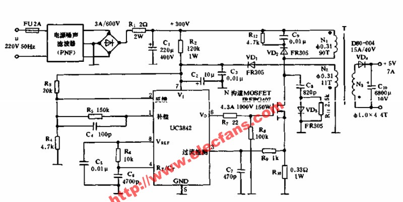 UC3842典型应用电路