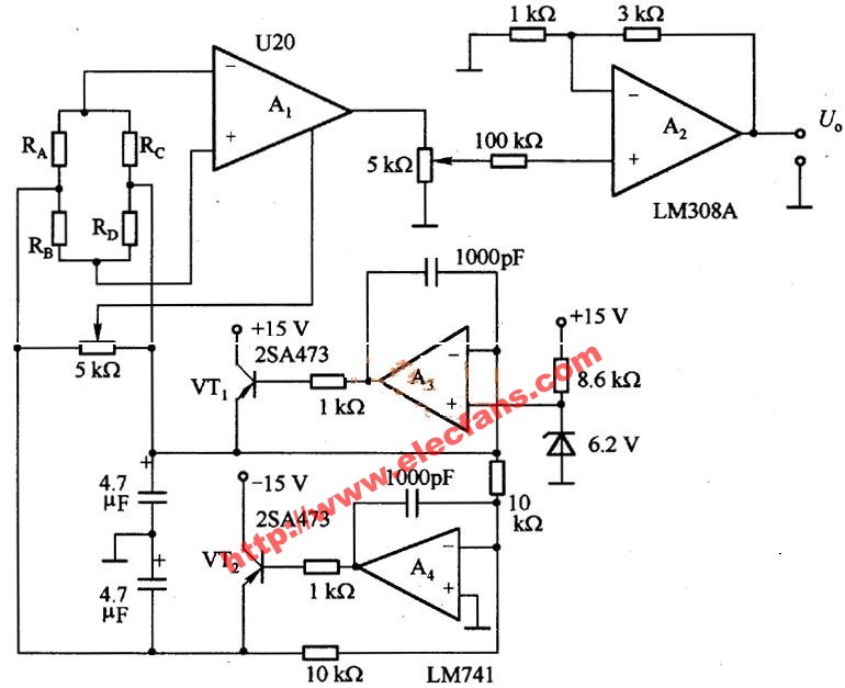 lm741运算放大器+LM308放大电路