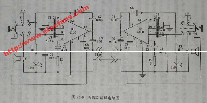 有線<b class='flag-5'>對(duì)講機(jī)電</b>路圖