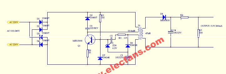 手機(jī)充<b class='flag-5'>電器</b><b class='flag-5'>原理圖</b>