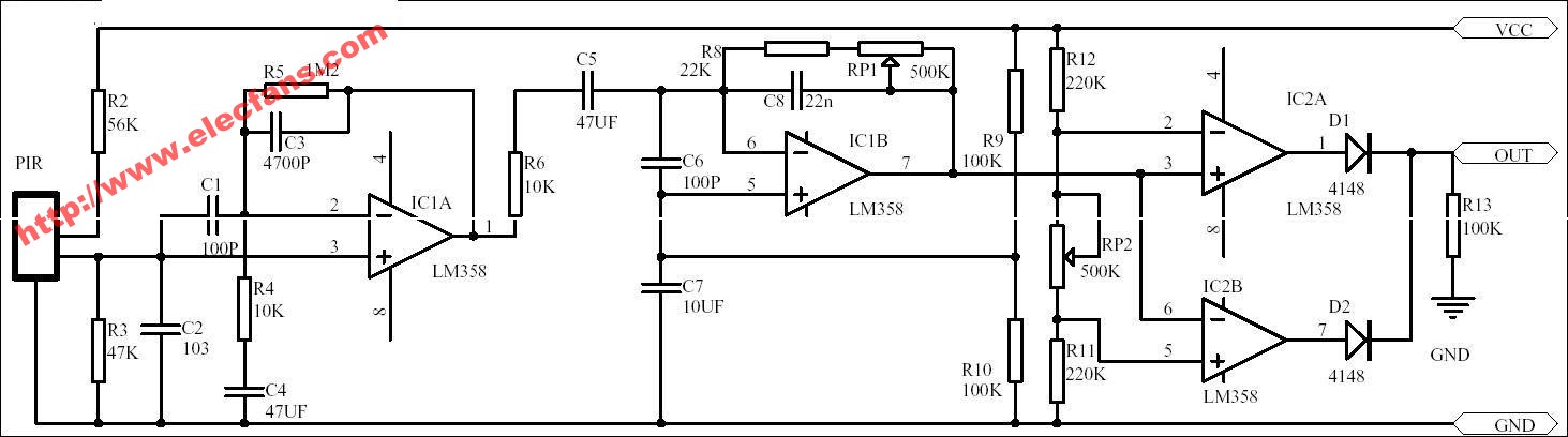 人體<b class='flag-5'>紅外傳感器</b>電路