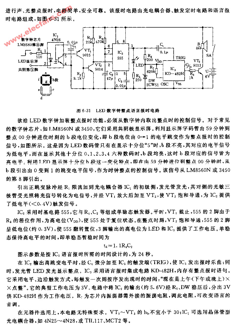 555動態顯示LED整點語言報時電路