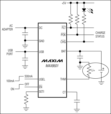 MAX8600, MAX8601 單/雙輸入、<b class='flag-5'>1</b><b class='flag-5'>節(jié)</b><b class='flag-5'>Li+</b><b class='flag-5'>電池</b>