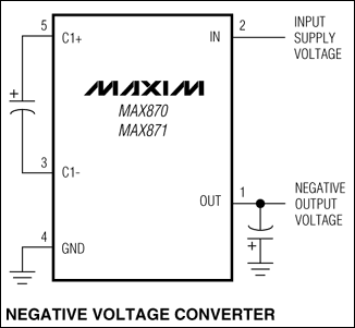 MAX870, MAX871 开关电容电压反相器