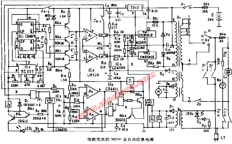 300W全自動應(yīng)急電源 (國外電源電路)