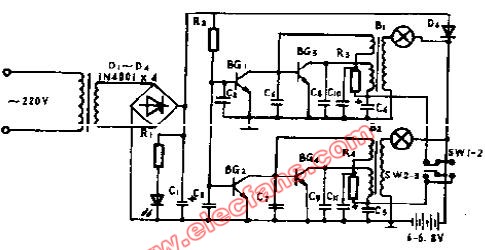 ZY-9202型自动应急灯电路 (国外电源电路)