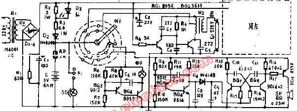 SYMPHONY牌多功能應(yīng)急燈電路 (國外電源電路)