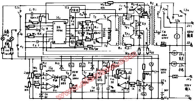 PWM 300-1000W(千瓦)全自动应急电源电路 (国外