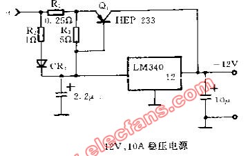 <b class='flag-5'>12V</b> 10A<b class='flag-5'>稳压电源</b>原理图