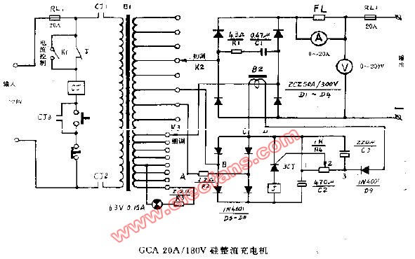 GCA-20A-180V硅整流充电器电路
