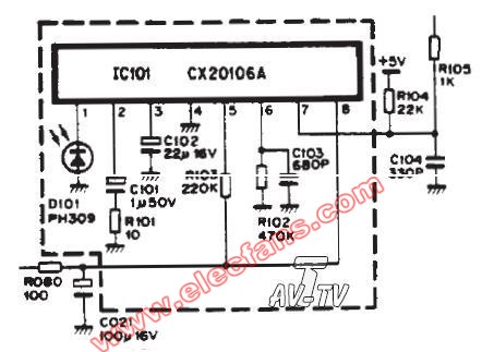 CX2016A红外接收应用电路图