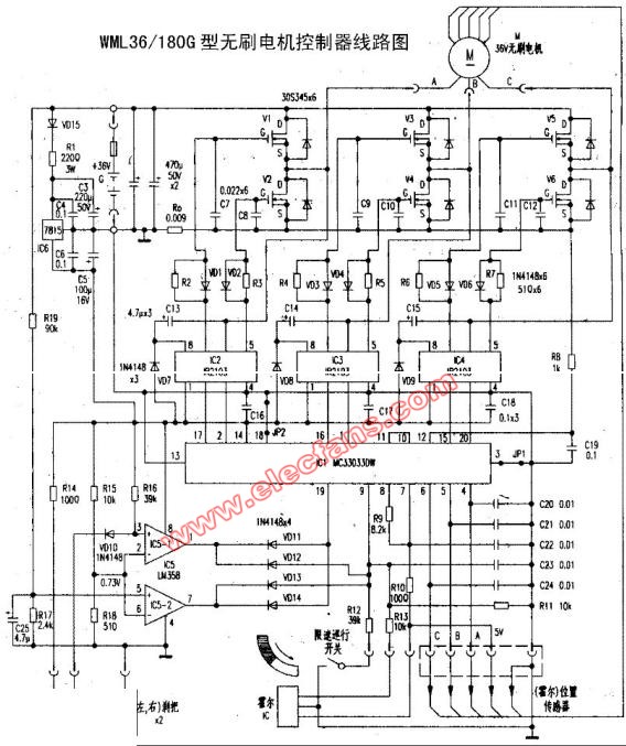 WML36 180G型无刷电机控制器电路图线路图