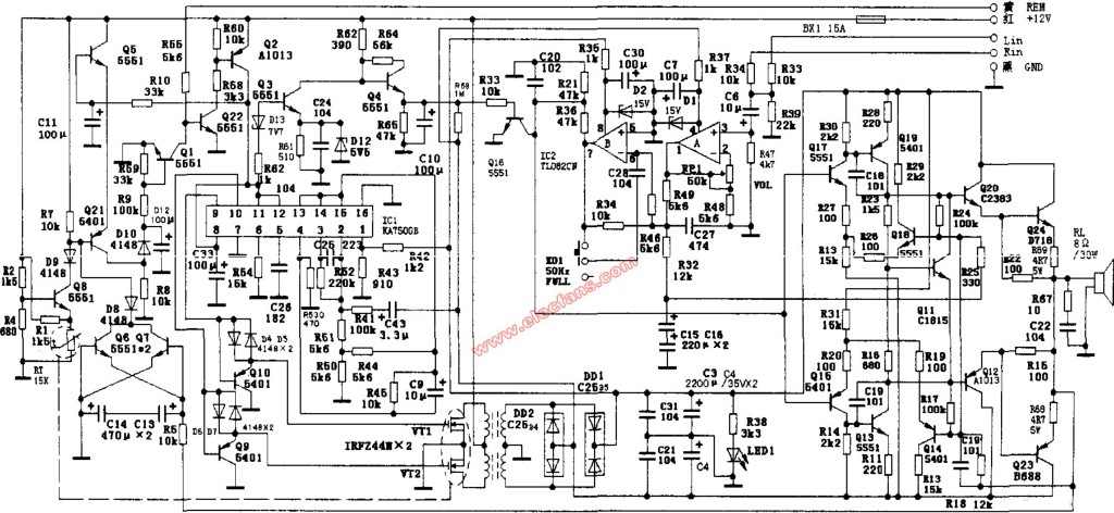 SOLING牌车用<b class='flag-5'>有源音箱</b>电路图