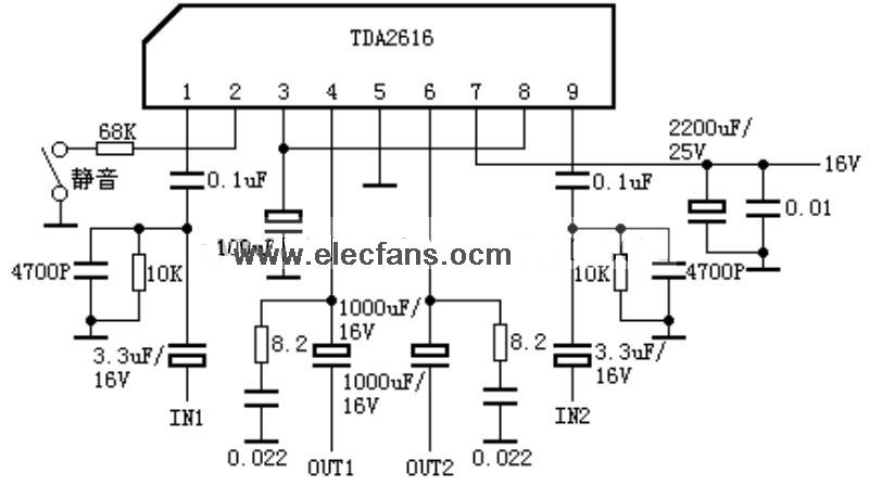 TDA2616伴音电路图及引角功能