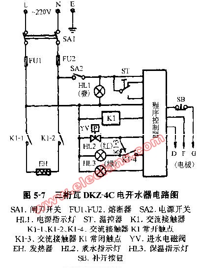三桁瓦DKZ-4C電開水器電路圖