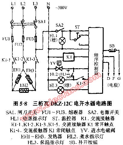 三桁瓦DKZ-12C电开水器电路图