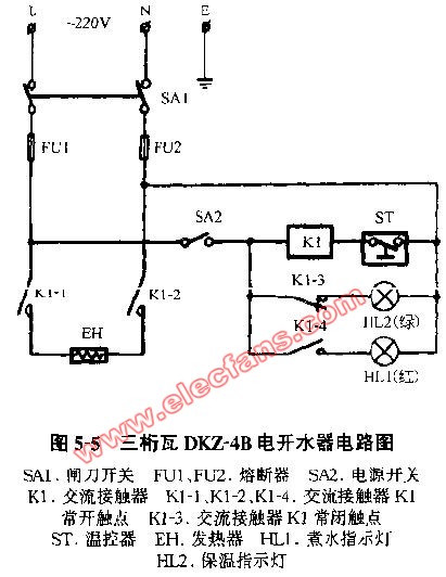 三桁瓦DKZ-4B電開水器電路圖
