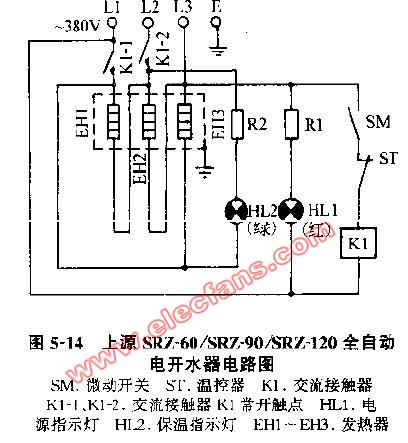 上源SRZ-60-90-120全自动电开水器电路图