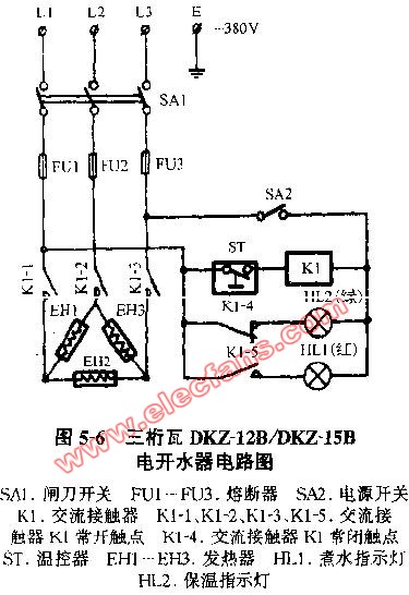 380v烧水器接线图图片