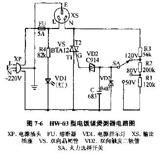 HW-03型电饭锅煲粥器电路图