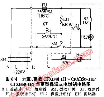 乐宝富豪CFXB40 CFXB50华丽型保温式电饭锅电路图