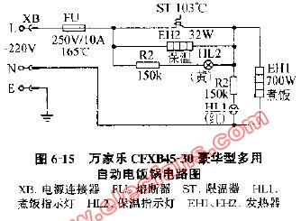萬家樂CFXB45-30豪華型多用自動電飯鍋電路圖