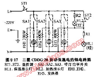 三星CDDG-28自動保溫電熱鍋電路圖
