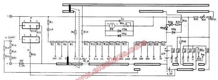 mf47a型万用表电路图