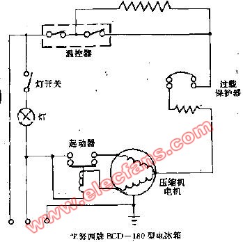 堂努四牌BCD-180型电冰箱电路图