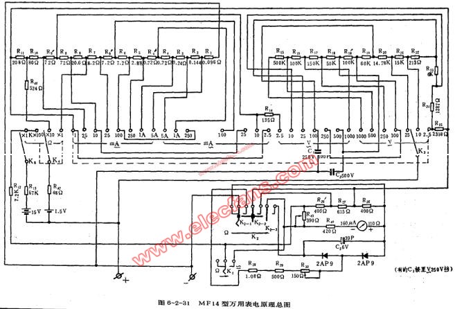 <b class='flag-5'>14</b>型<b class='flag-5'>萬(wàn)用表</b>電路圖