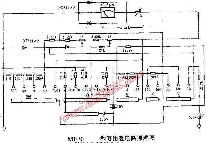 <b class='flag-5'>30</b>型<b class='flag-5'>万用</b>表电路图