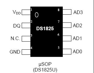 DS1825 带有4位ID、分辨率可编程设置的1-Wire数