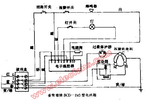 香雪海牌BCD-245型电冰箱电路图