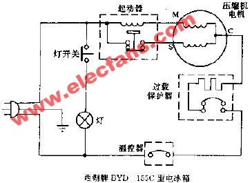 西羚牌BYD-155A型电冰箱电路原理图