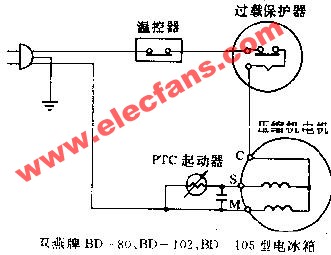 双燕牌<b class='flag-5'>BD</b>-80/<b class='flag-5'>BD</b>-102/<b class='flag-5'>BD</b>-105型电冰箱电路原理