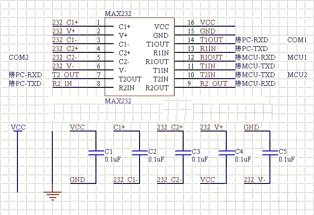 MAX232连接方法电路图