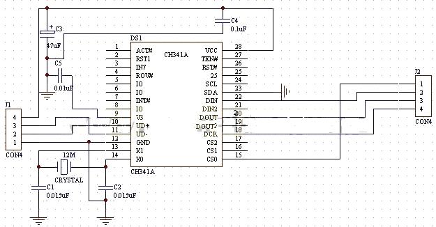 USB转并口/串口电路图(ch341)