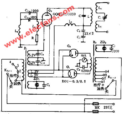 S5-2型短波電療機電路原理圖