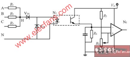 三相四線制的缺相保護電路